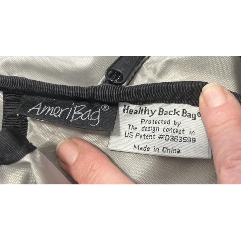 AmeriBag Healthy Back Sling Backpack Black Leather 19" Nylon Crossbody Daypack - Picture 11 of 14